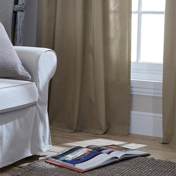 allen + roth 84-in Tan Polyester Light Filtering Back Tab Single Curtain Panel - Picture 3 of 4